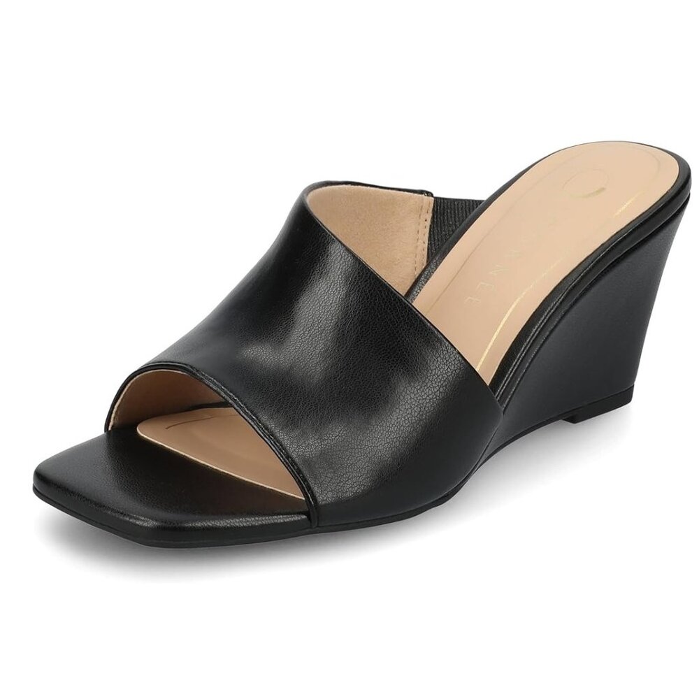 NiB Journee Women's Clementine Open Toe Heeled Sandal Black Size 9 M $100 RY1365